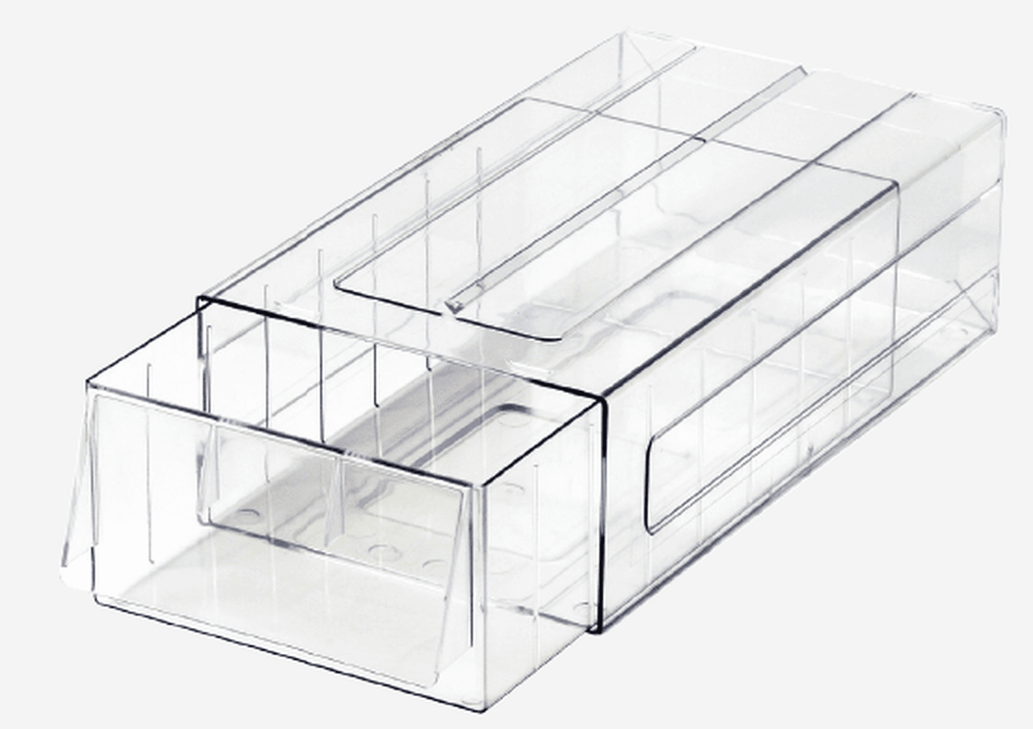 Boite transparente, combinable, 1 tiroir large, 355 x 185 x 101mm (LxPxH)