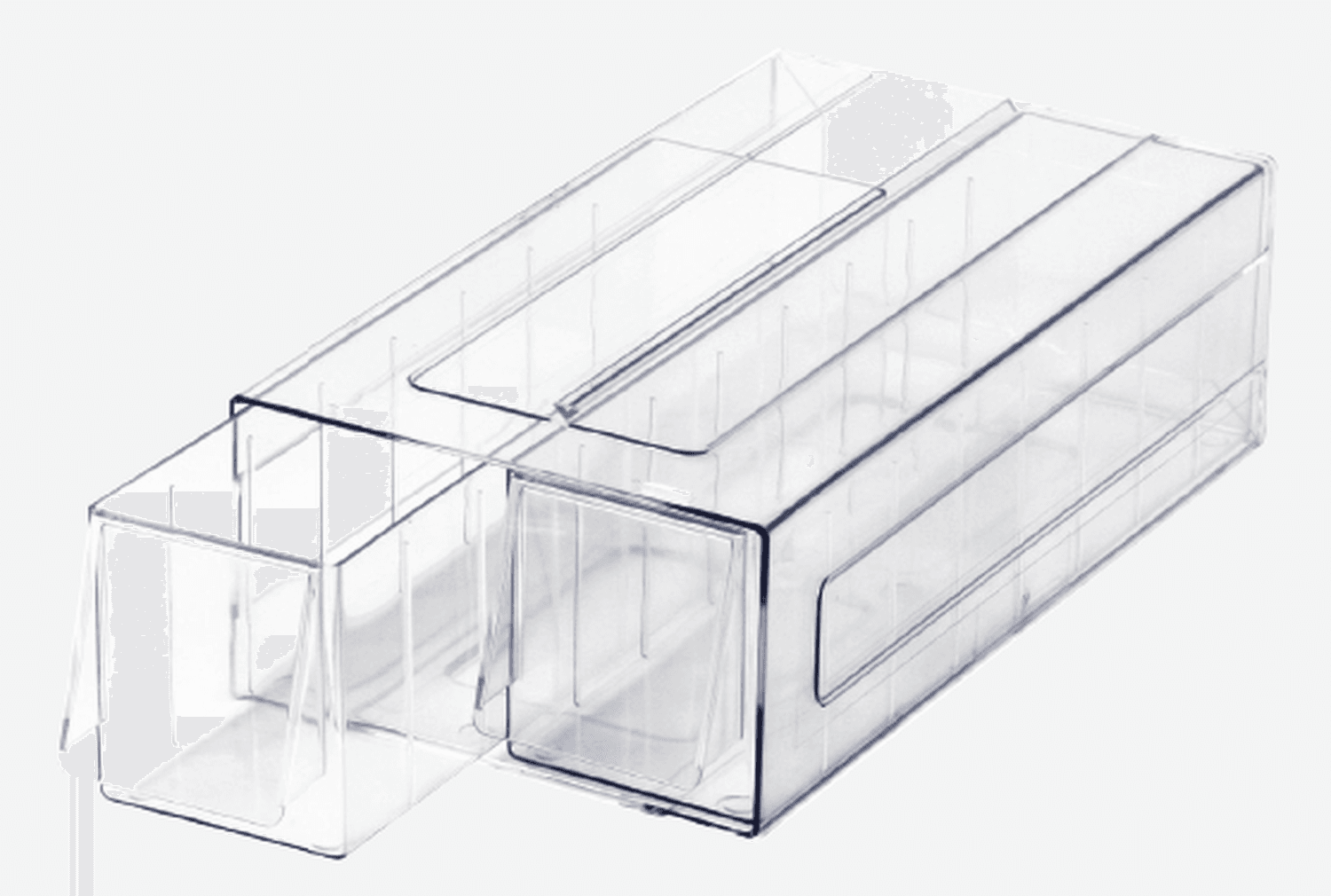 Boite transparente, combinable, 2 demi-tiroirs, 355 x 185 x 101mm (LxPxH)