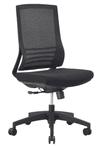 Siège bureautique Gower, assise tissu noir, dossier filet noir, pied nylon, roulettes