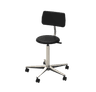 Tabouret à assise épaisse avec dossier, piètement en aluminium