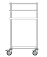 Guéridon Agily 600x400 n°23 équipé de : 1 tablette supérieure en thermoplastique, 1 tablette inférieure en thermoplastique et 1 portique avec 2 rails normalisés