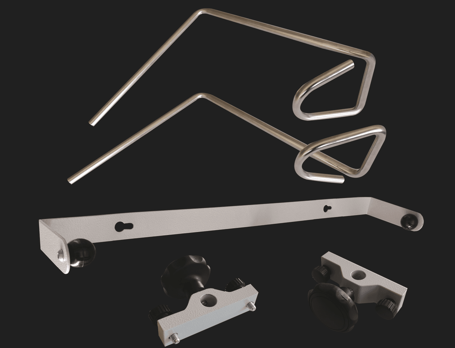 Kit gynécologique pour fauteuils FMBIO® BMBIO®, 1 porte-rouleau papier, 2 supports pour étriers, 2 étriers inox
