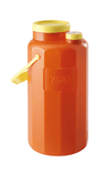 Flacon 3L pour urine 24h en polyéthylène marron gradué double ouverture prise pour tube sous vide avec canule longue, niveau de remplissage et anse