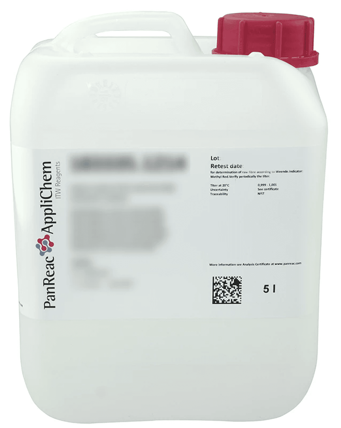 Formaldéhyde 3.7-4.0% tamponné pH 7 et stabilisé avec méthanol, 5L