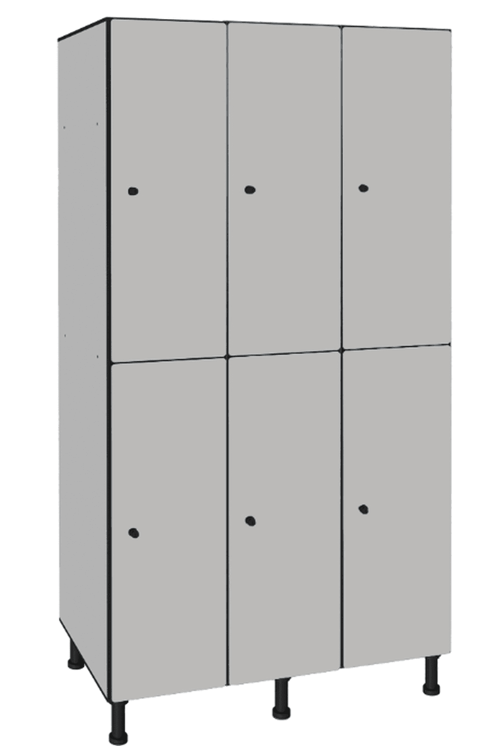 Bloc de 3 colonnes avec 6 casiers phénolique, H1800xL895xP500mm