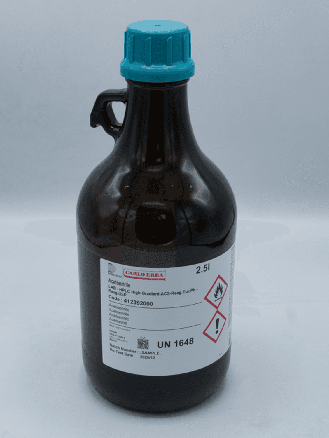 Acétonitrile RS gradient grade pour HPLC ACS, Ph.Eur. Carlo Erba, 2,5L