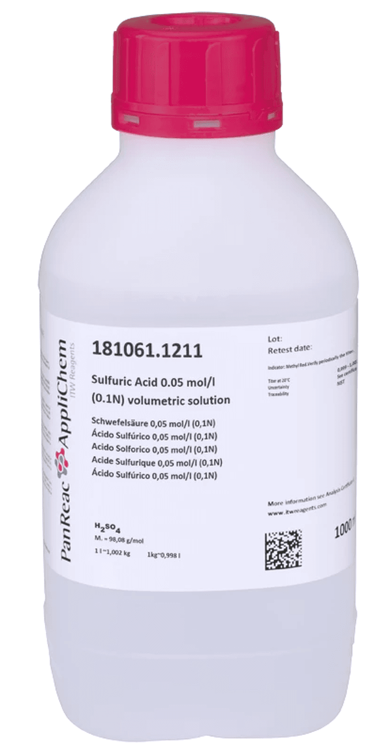 Acide sulfurique 0,05mol/L (0,1N) solution volumétrique Panreac, 1L