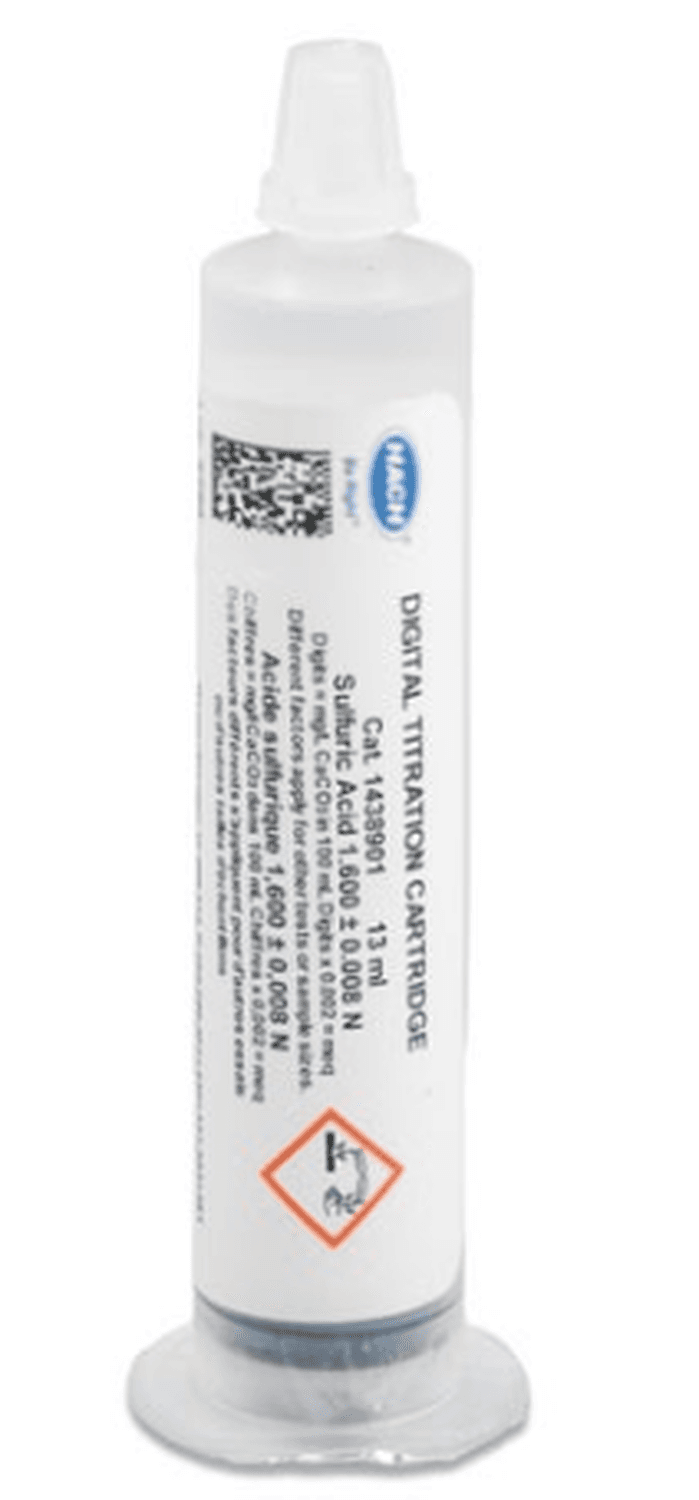 Solution titrante en ampoule Acide Sulfurique 1,600N Hach, 100 tests