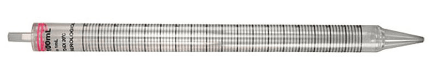 Pipette plastique graduée en polystyrène 100ml stérile en emballage unitaire