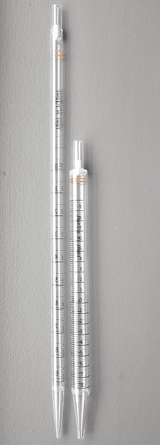 Pipettes graduées stériles unitaires courtes