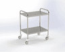 Guéridon 2 plateaux inox, bords tombés, dimension 750x500