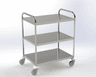 Guéridon 3 plateaux inox, bords tombés, 750x500mm