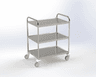Guéridon inox 3 plateaux, bords relevés, 750x500 mm