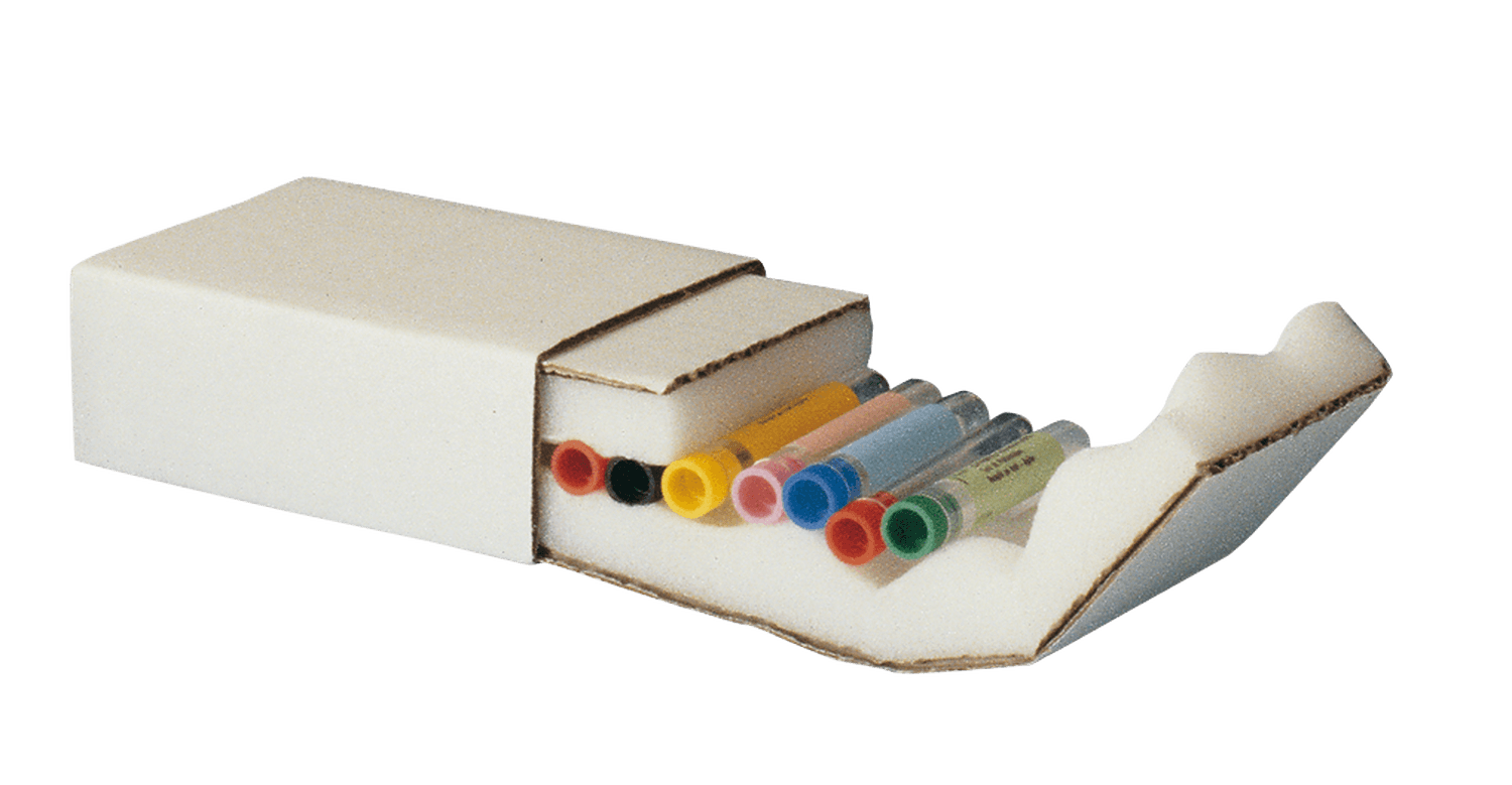 Boîte de transport en carton + mousse 5-10 tubes 5-10ml