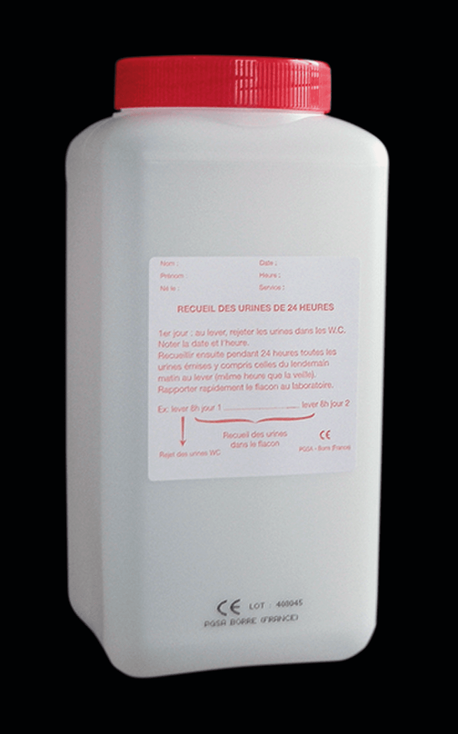 Flacon 2L pour urine 24h Gosselin