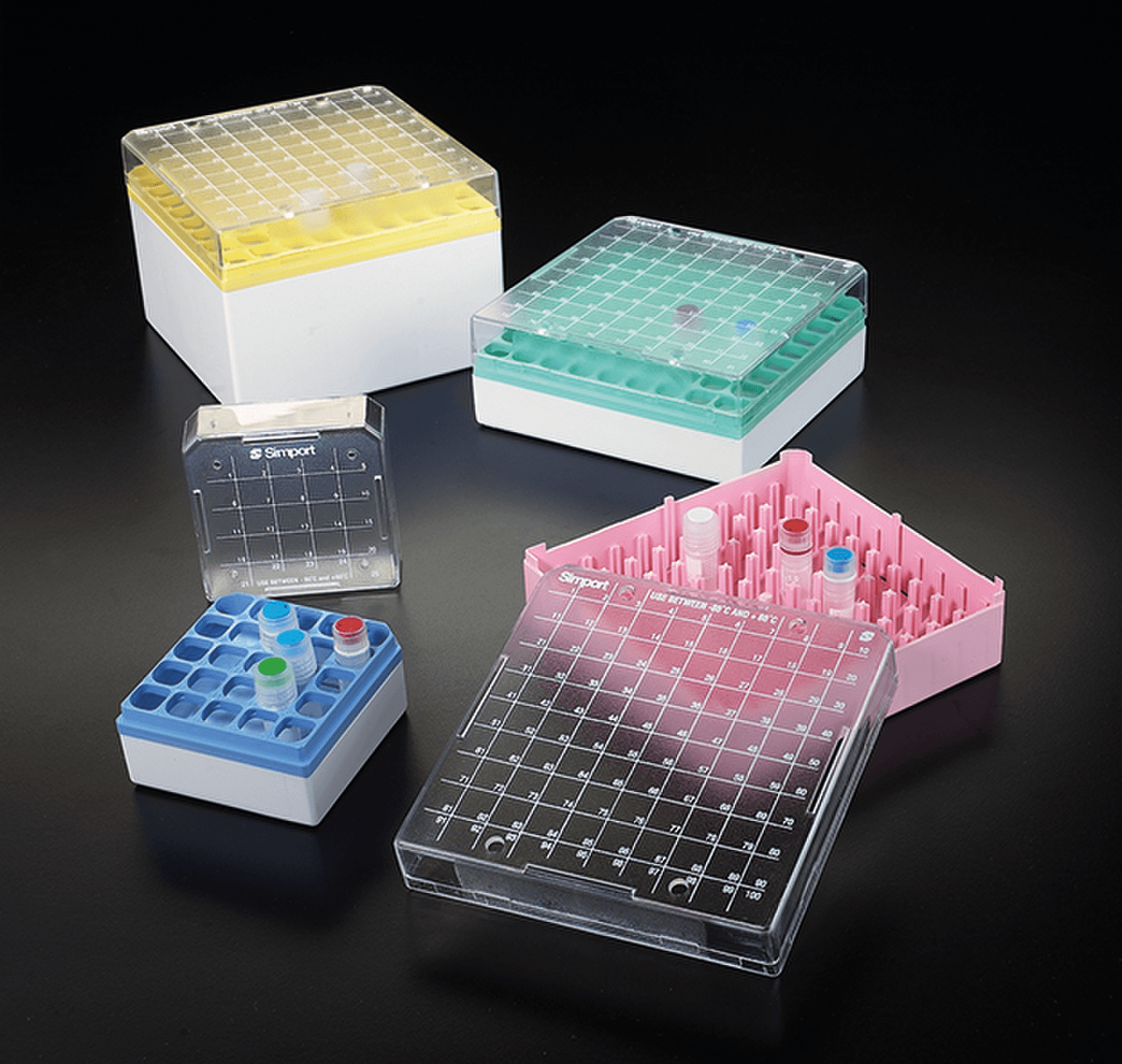 Cryoboîte StoreBox™ en polystyrène jaune pour 81 tubes 5ml