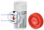 Flacon 60ml en polystyrène transparent avec conservateur (acide borique) cape à vis rouge stérile R résistant 95 kPa