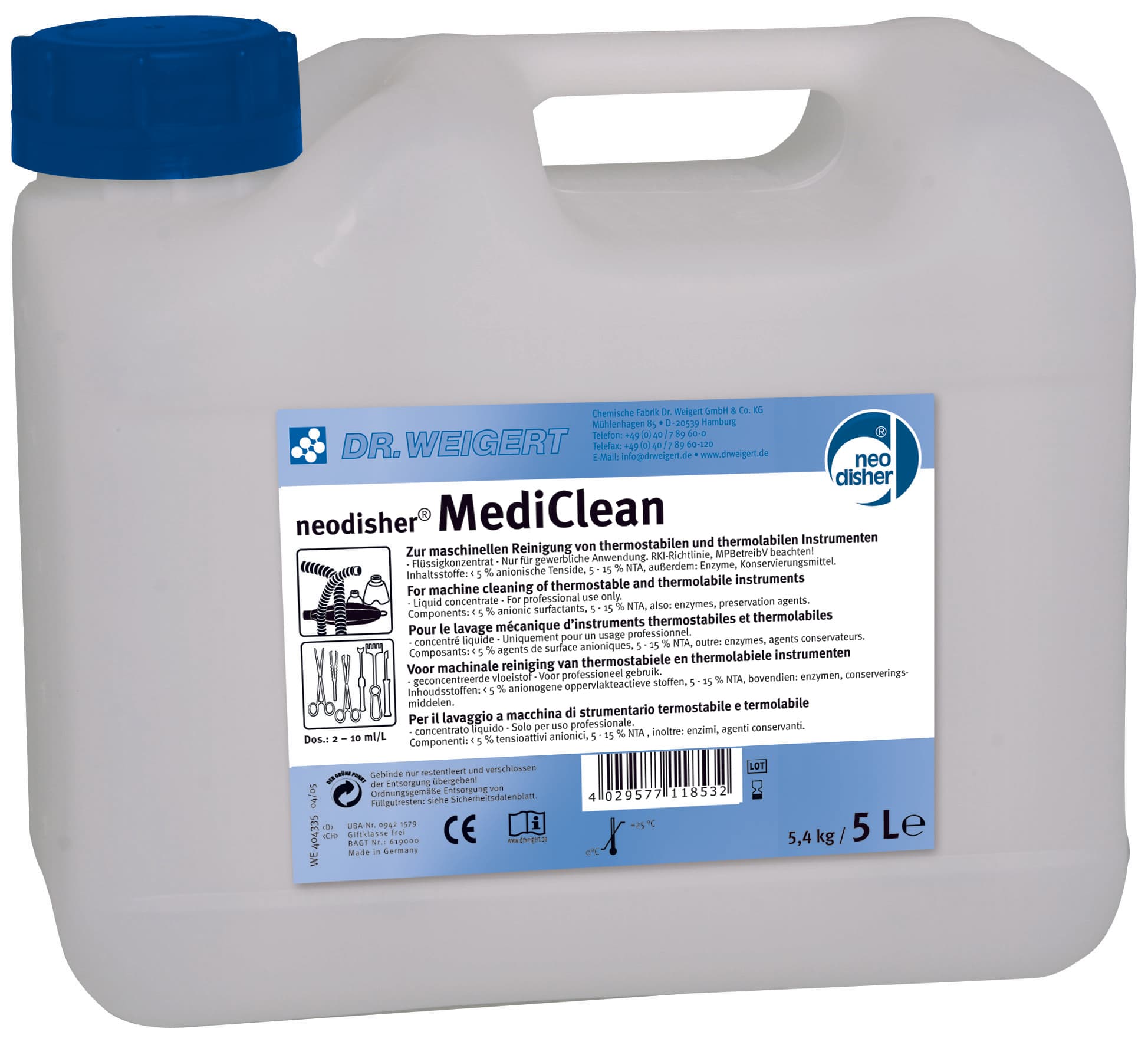 Détergent alcalin liquide Neodisher MediClean