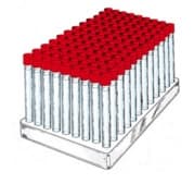 Tube 12ml en polystyrène fond rond cape à vis rouge 16x100mm en rack stérile