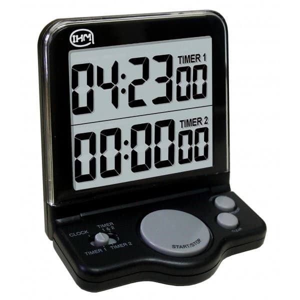 Compteur de table - 2 décompteurs - Horloge - Double affichage, 24h, 2 canaux