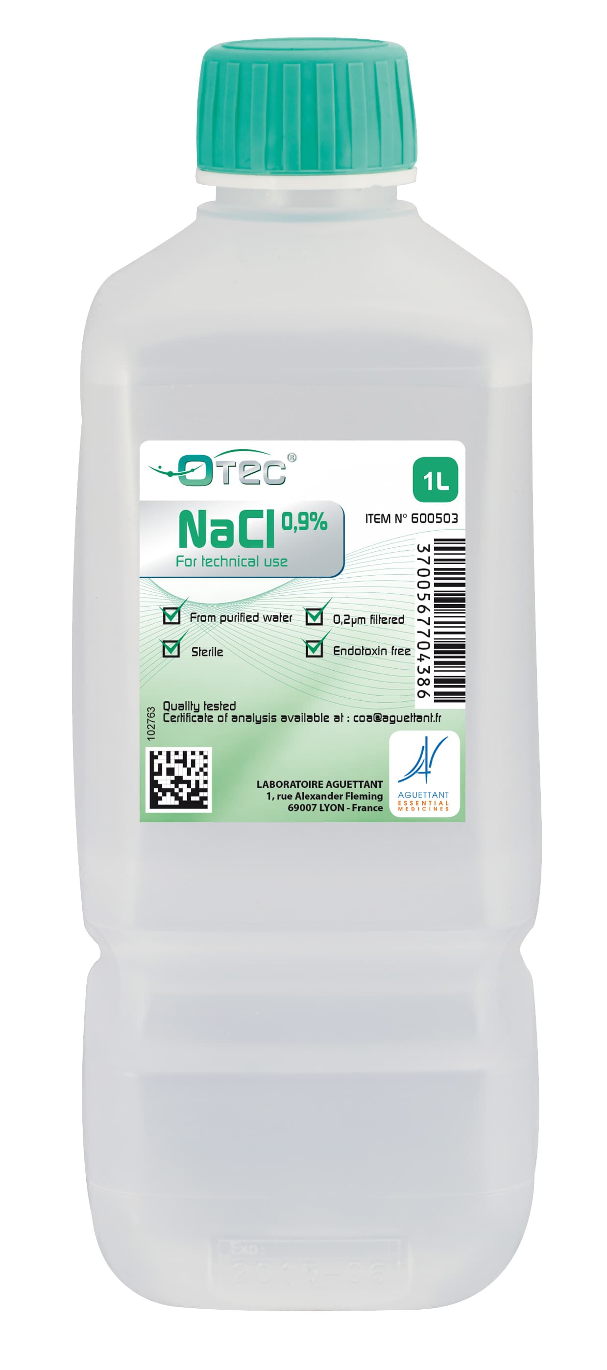 Sodium chlorure 0,9% stérile 1L (sérum phy) Otec® Aguettant