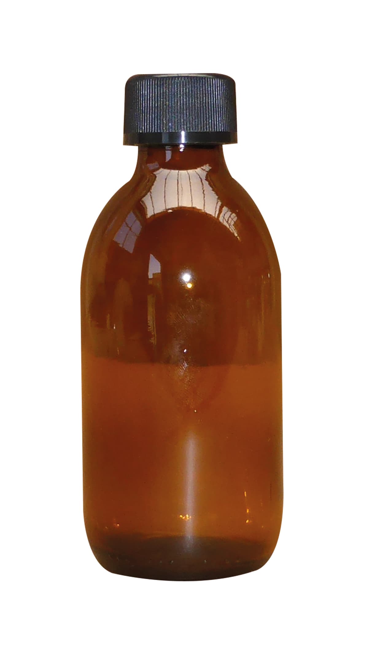 Flacon sirop en verre ambré col étroit avec cape à vis