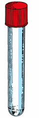 Tube 12ml en polystyrène fond rond cape à vis rouge 16x100mm