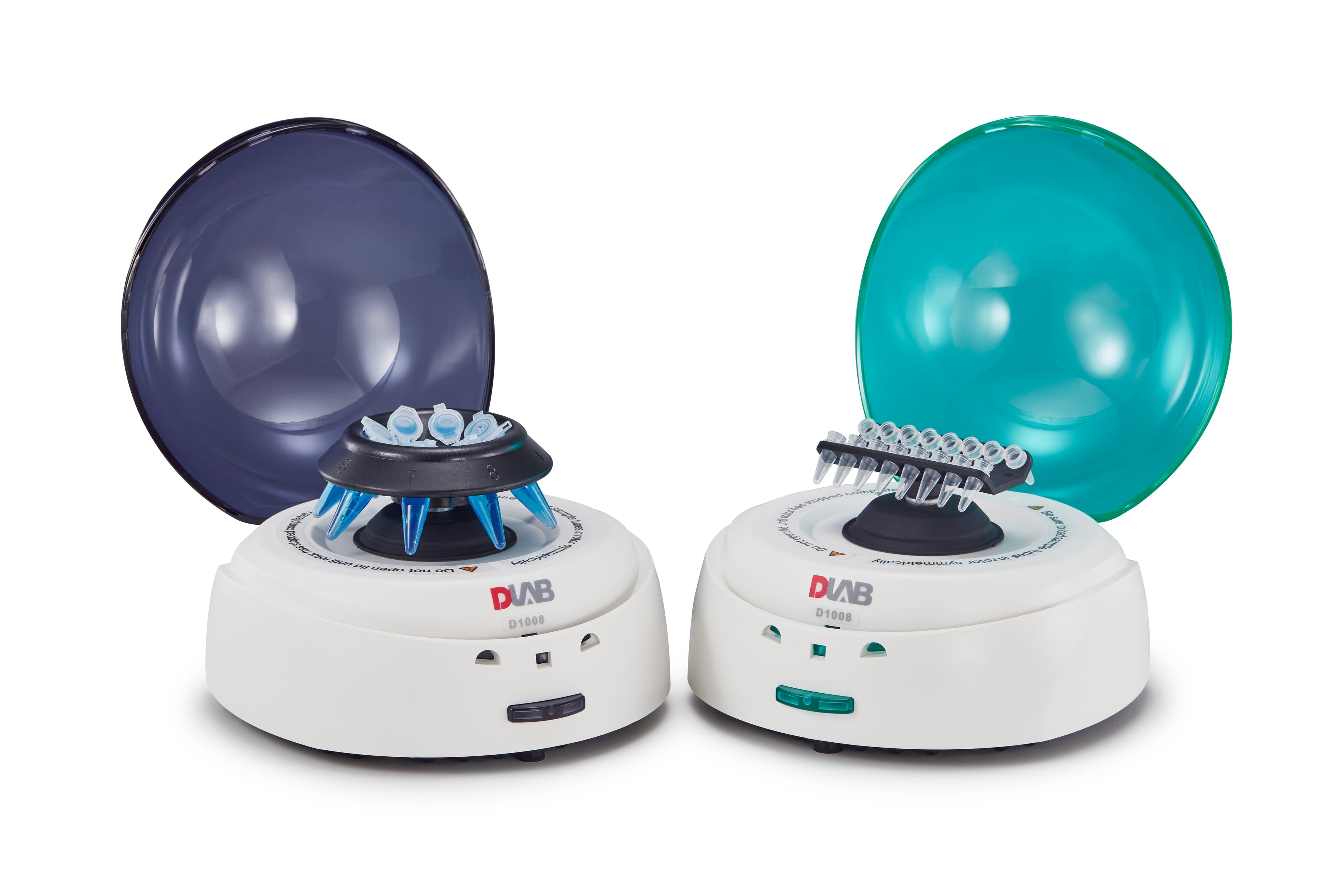 Micro centrifugeuse bleu, vitesse fixe 7000 RPM, Comprend deux rotors :  1 rotor pour 8 x microtubes 1,5 / 2 ml 1 rotor : 2 barrettes 8 x microtubes 0,2 ml