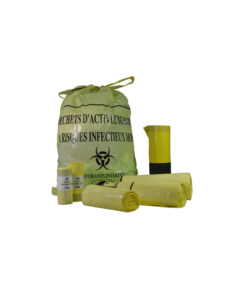 Sac poubelle jaune pour DASRI avec lien coulissant