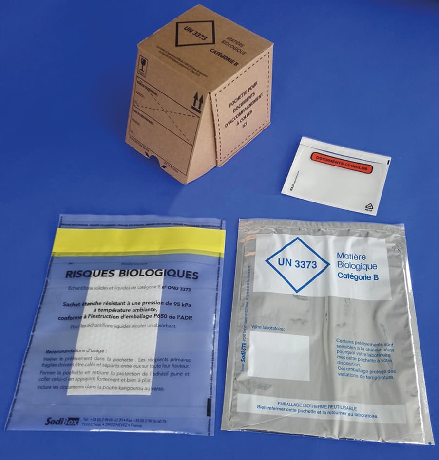 Kit de transport P650 avec boite, sachet 95kPa, absorbant, emballage aluminisé zippé