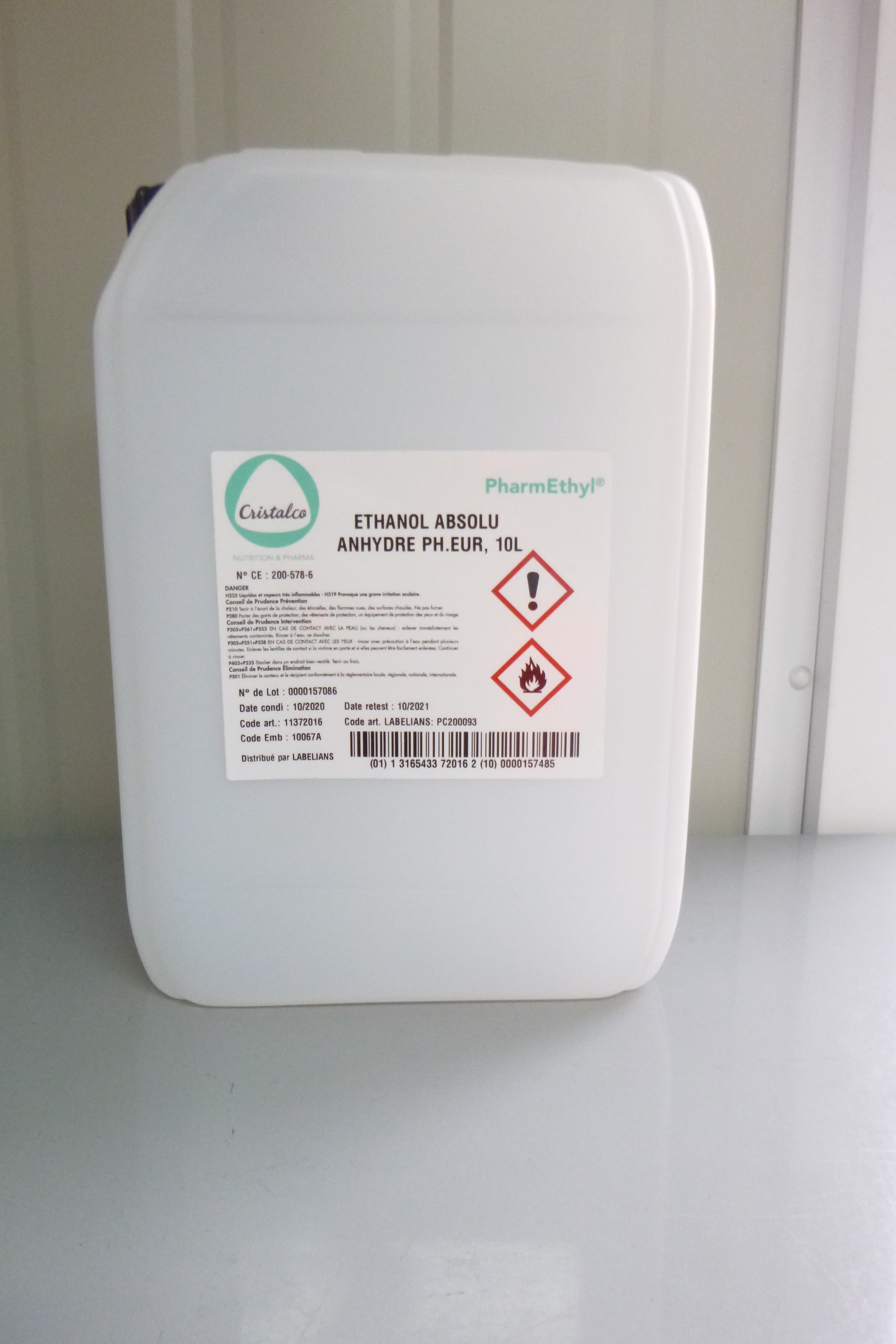 Ethanol 100° (absolu, anhydre) Ph.Eur, 10L