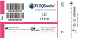 Ecouvillon floqué FLOQSwabs™ tige plastique bouton nylon pour auto-prélèvement vaginal, point casse 60mm en tube unitaire avec code-barre détachable stérile