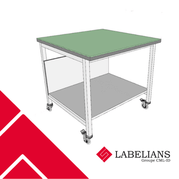 Meuble pour centrifugeuse avec une étagère et 4 roulettes dont 2 avec freins