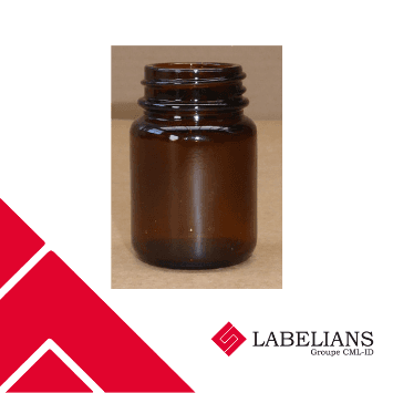 Flacon en verre sodocalcique ambré 30ml col large à vis sans cape
