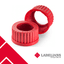 Bouchon à vis Duran® GL45 en PBT rouge avec perçage, diamètre 34mm