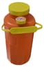 Flacon 3L pour urine 24h en polyéthylène marron gradué double ouverture prise pour tube sous vide avec canule longue, niveau de remplissage et anse