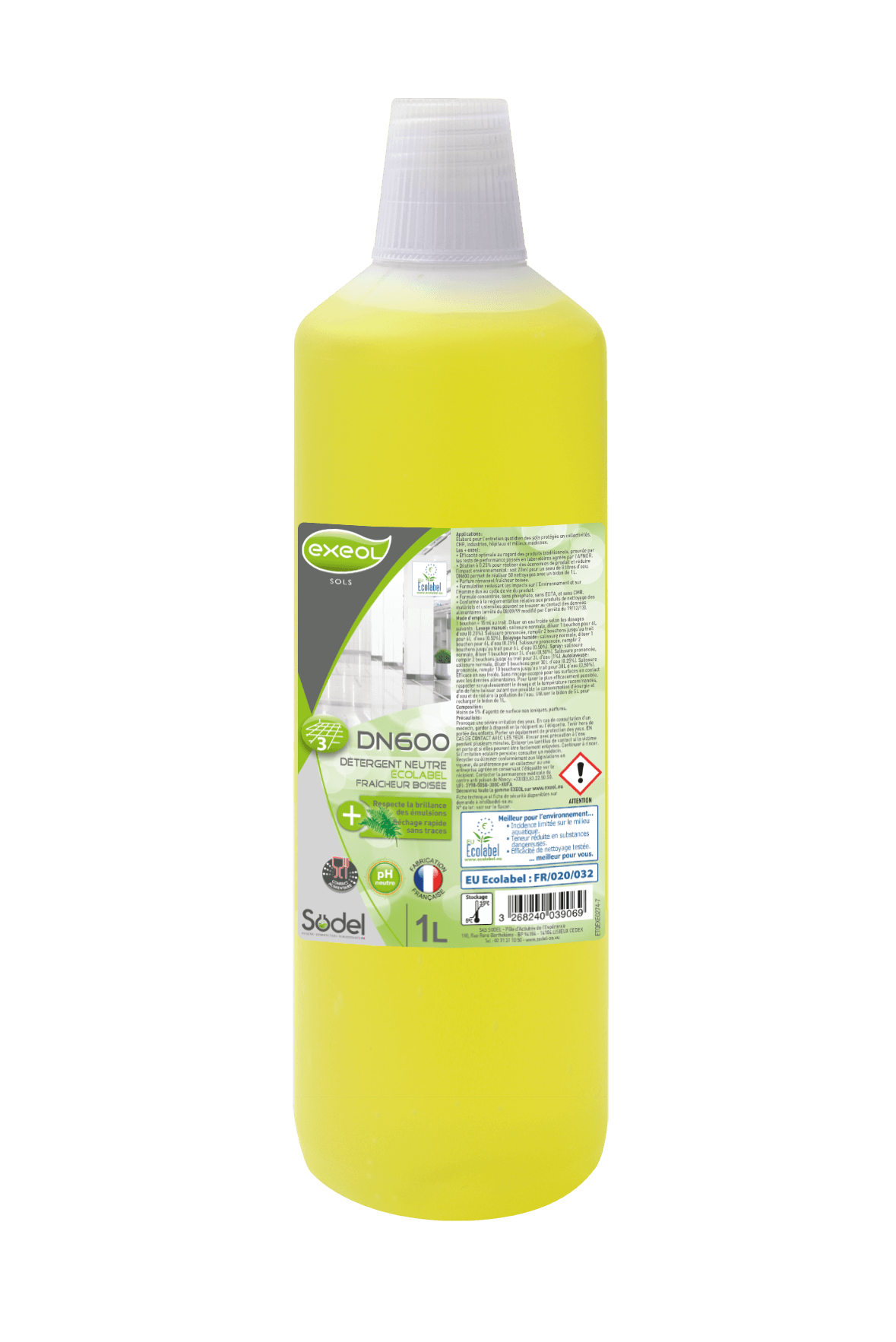 Détergent sols et surfaces Ecolabel DN600, flacon 1L