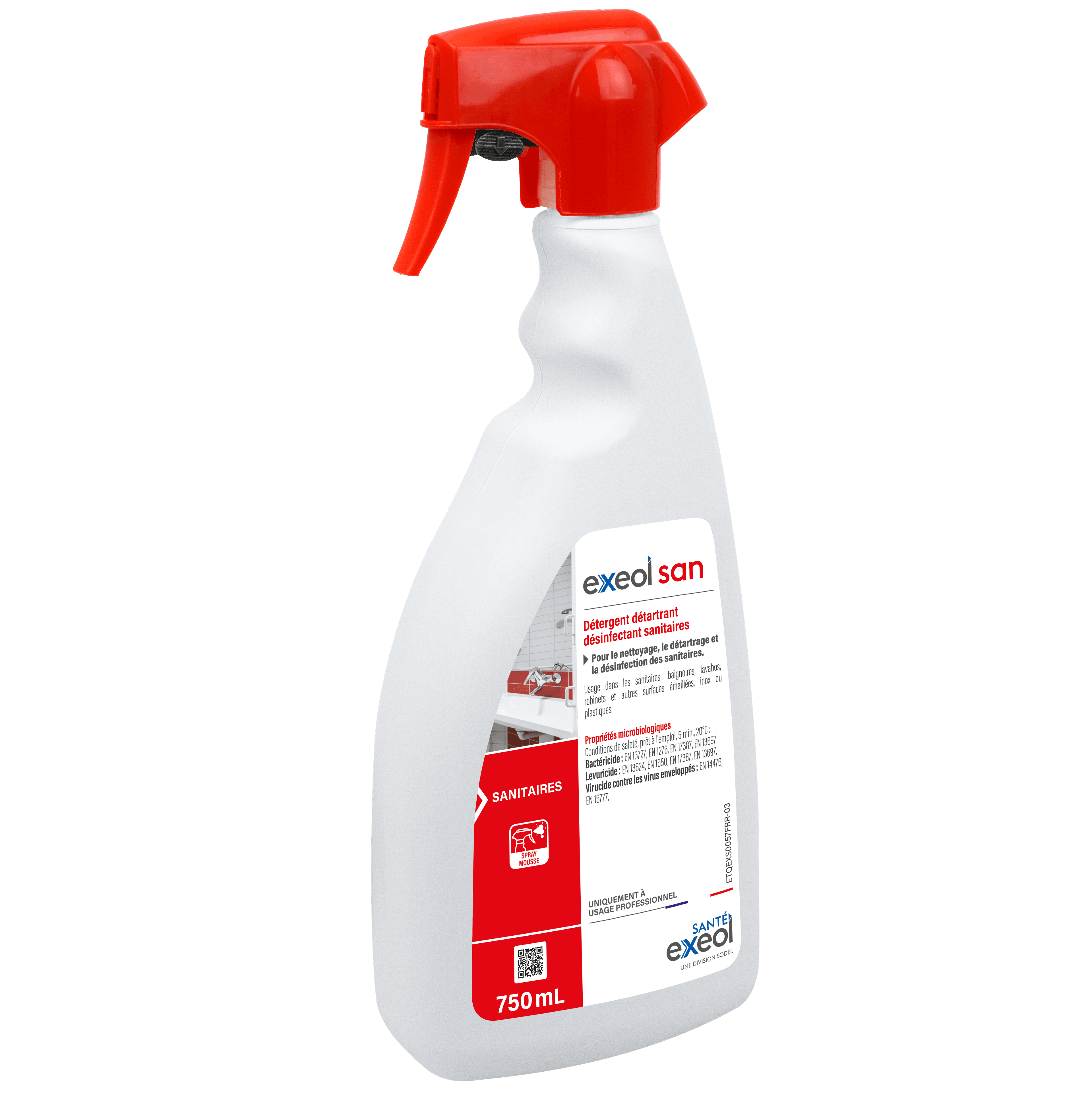 Détergent détartrant désinfectant sanitaires spray mousse 750ml