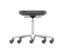 Tabouret technique Labsit, PU noir, piétement aluminium, roulettes, 450-650mm (H assise)