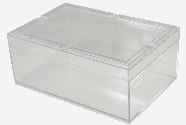 Boite transparente avec couvercle, intérieur 175 x 115 x 65mm, capacité 1,30L, 180 x 120 x 75mm (LxPxH)