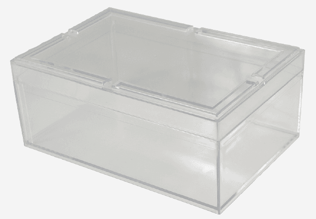 Boite transparente avec couvercle, intérieur 235 x 175 x 90mm, capacité 3,70L, 240 x 180 x 100mm (LxPxH)