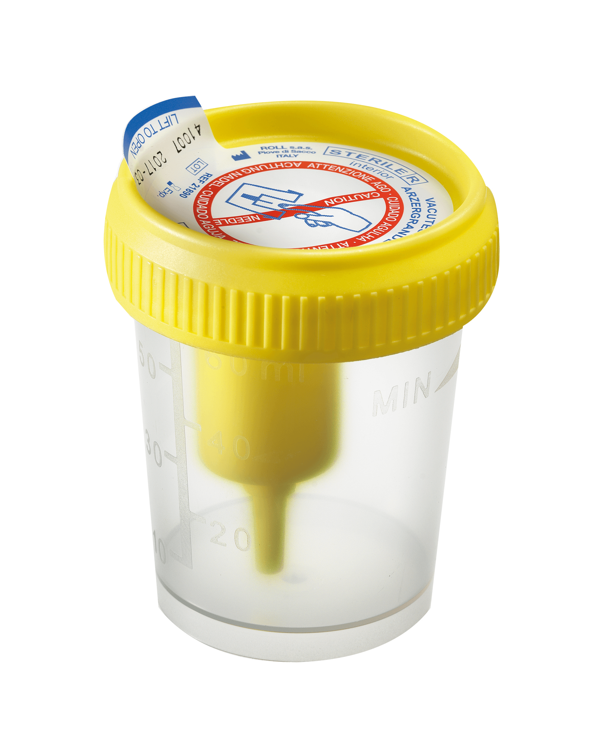 Flacon 60ml pour ECBU avec prise pour tube sous vide Vacutest®