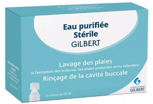 Eau purifiée stérile DM, unidose 50mL