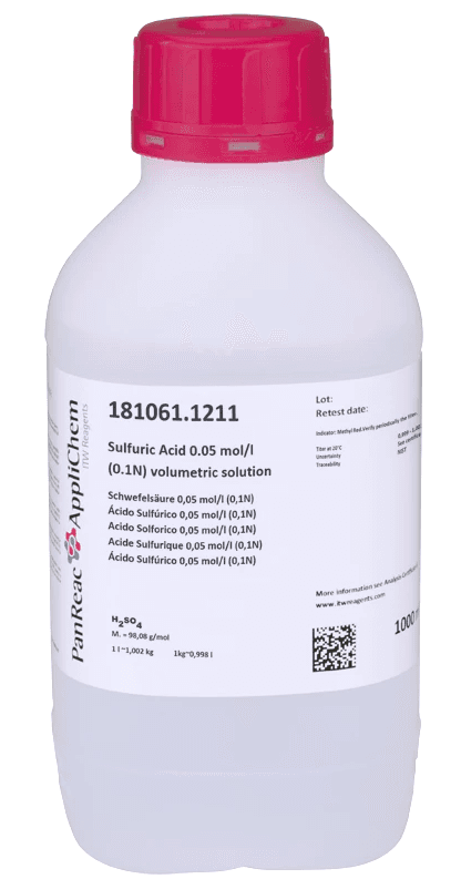 Acide sulfurique 0,05mol/L (0,1N) solution volumétrique Panreac, 1L