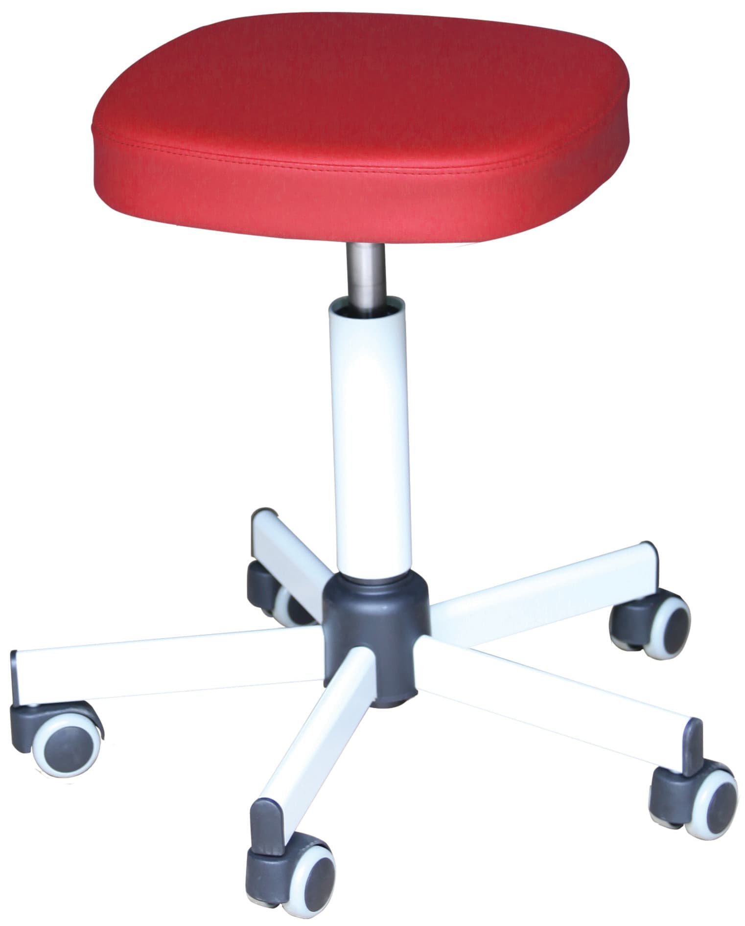 Tabouret BMBIO®701, assise épaisse, avec piètement gris texturé 7035, vérin hydraulique, roulettes, 456-656mm (H assise)