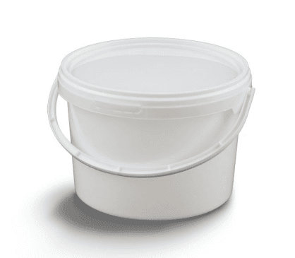 Seau rond en polypropylène blanc opaque cape clipsable blanche et anse