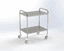 Guéridon 2 plateaux inox, bords tombés, dimension 750x500