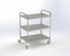 Guéridon inox 3 plateaux, bords relevés, 750x500 mm