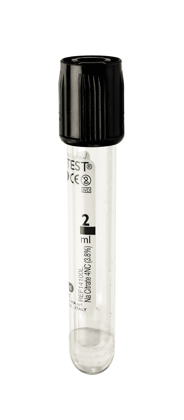 Tube sous vide Vacutest® en PET citrate VS 4NC 3,8% stérile