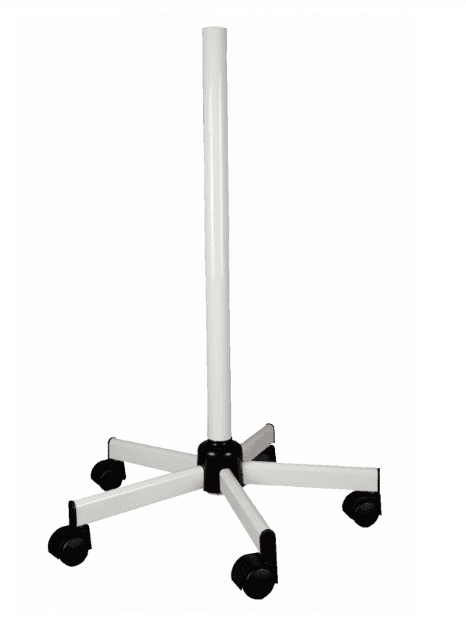 Pied roulant télescopique pour lampe LiD, acier laqué, blanc, 600-1000mm (H), diam sol 530mm, roulettes sans frein